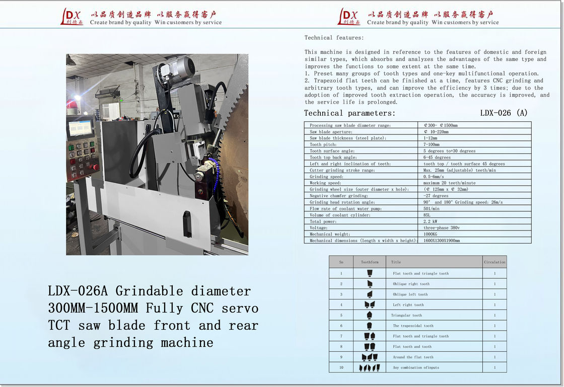 Schleifbarer Durchmesser 200MM-1200MM Vollständig CNC Servo TCT Sägeblatt Schleifmaschine LDX-026A